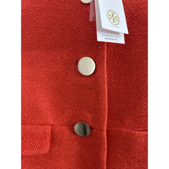 Tory Burch Castleton Peacot Samba Red Orange Textured New Summer Easter Medium - Picture 4 of 9